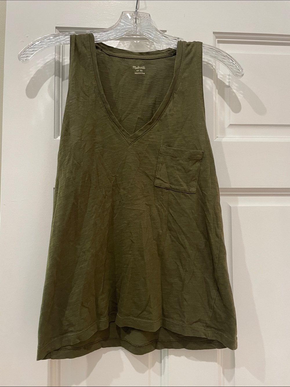 Madewell Olive Green V-Neck Pocket Tank